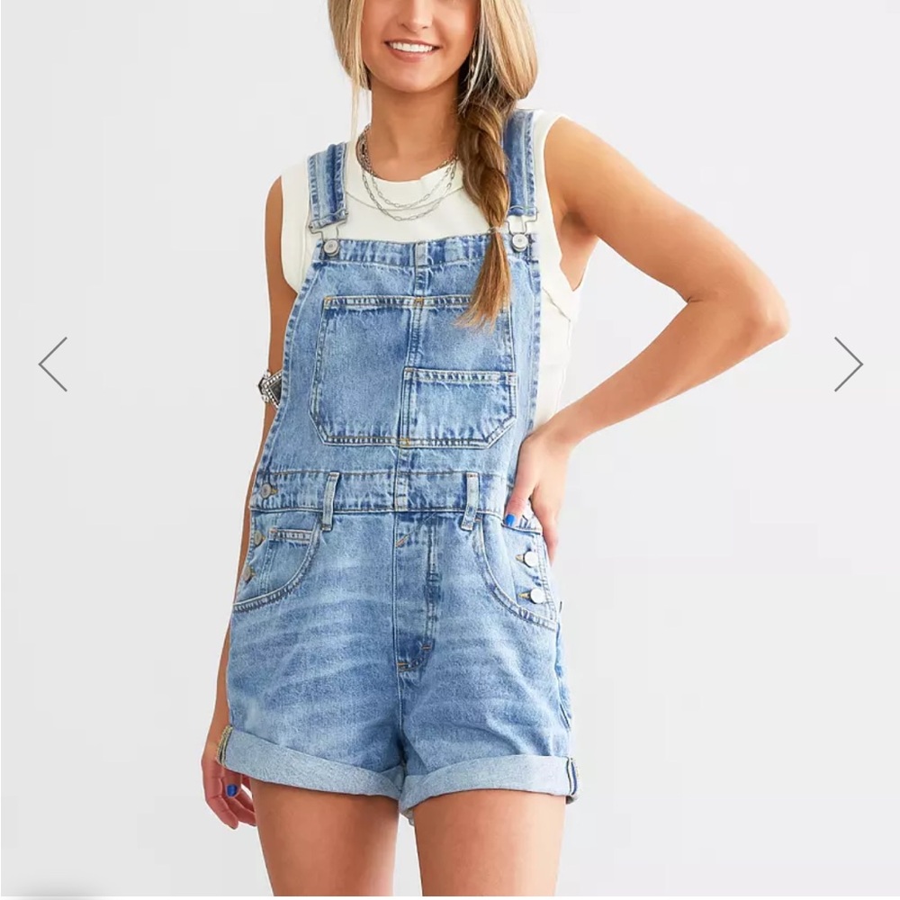 Free People Ziggly Overall Shorts